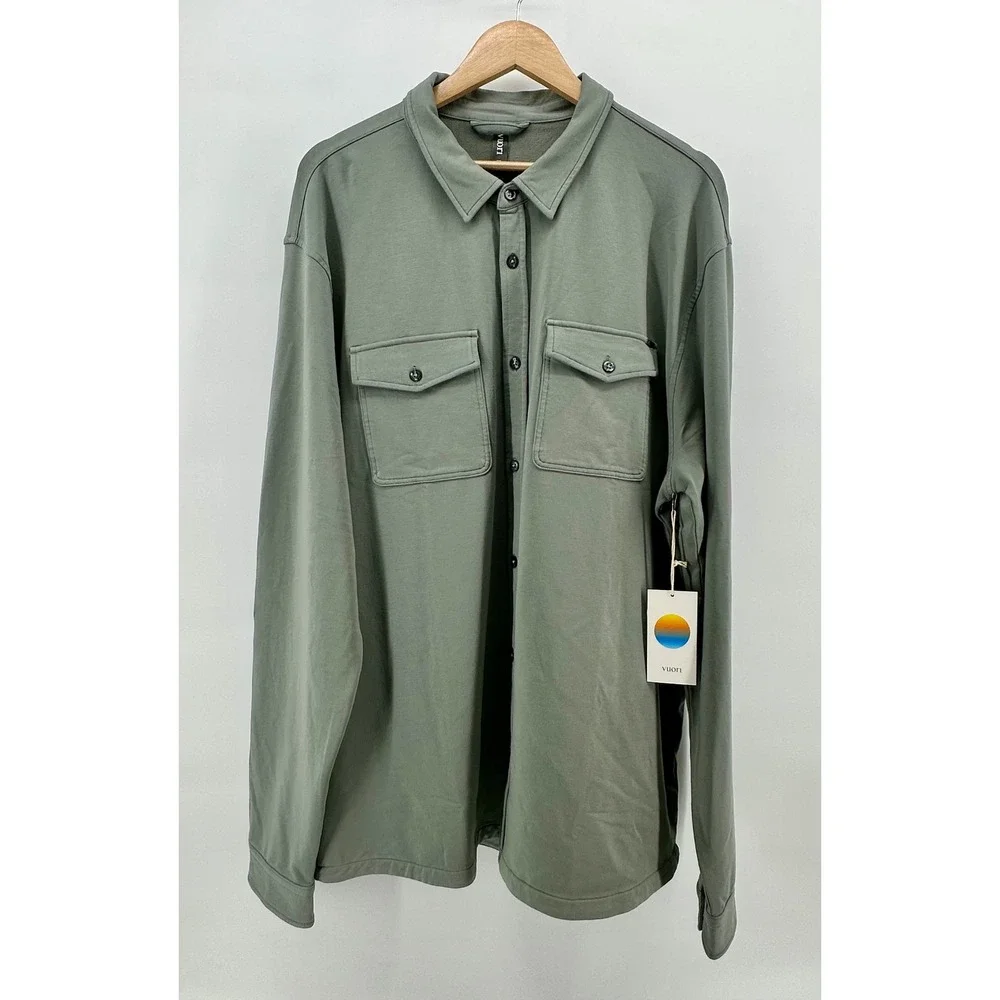Vuori Boulevard Shirt Jacket Mens XXL Stormy Green V281 NWT Cotton Modal Shacket